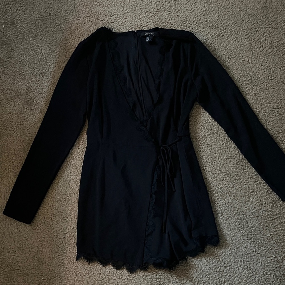 Black wrap asymmetrical romper